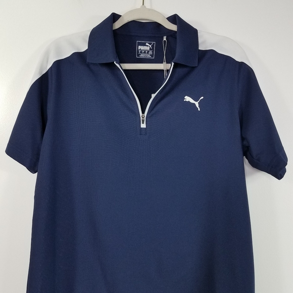 Puma Navy Blue Short Sleeve Golf Polo Shirt Size Small - Picture 9 of 9